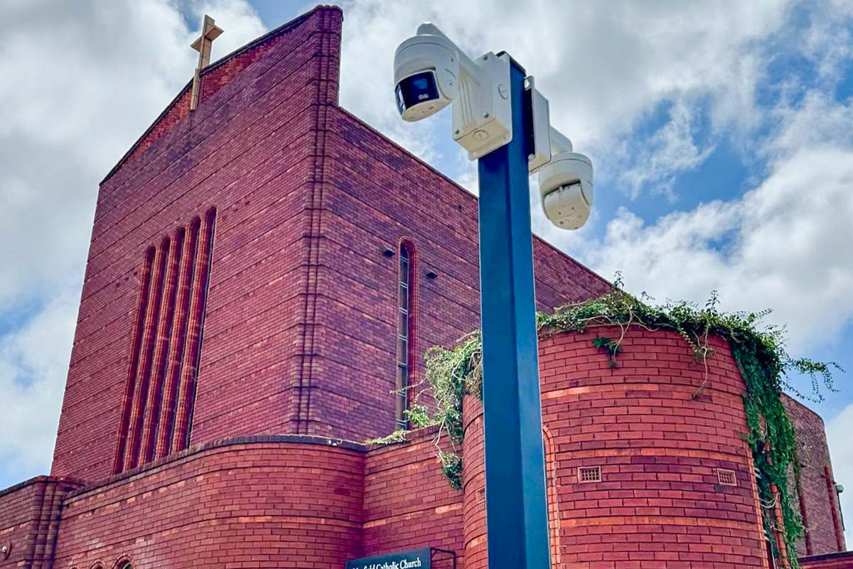 Security cameras retro fitted to a church in Newcastle